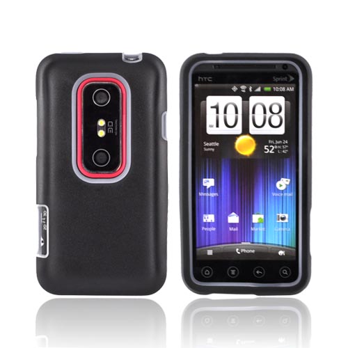 HTC EVO 3D Hard Case w/ Silicone Case - Frost White/ Black