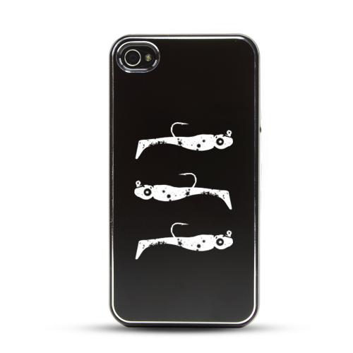 Apple iPhone 4/4S Rubberized Hard Case w/ Black Aluminum Back - Fish Bait