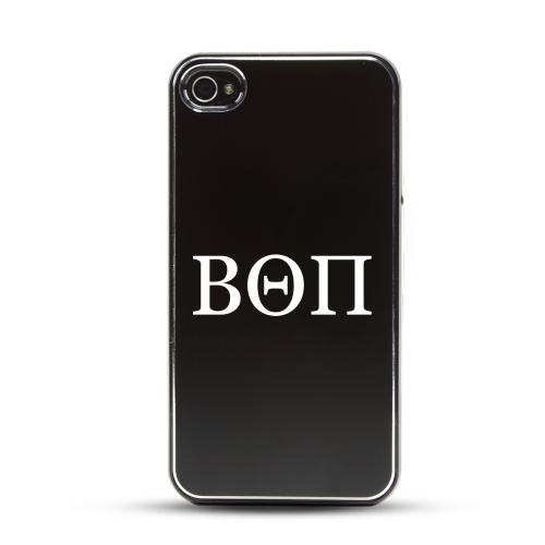 Beta Theta Pi AT&T/ Verizon Apple iPhone 4, iPhone 4S Rubberized Hard Case w/ Black Aluminum Back & 3 Pack Universal Screen Protectors