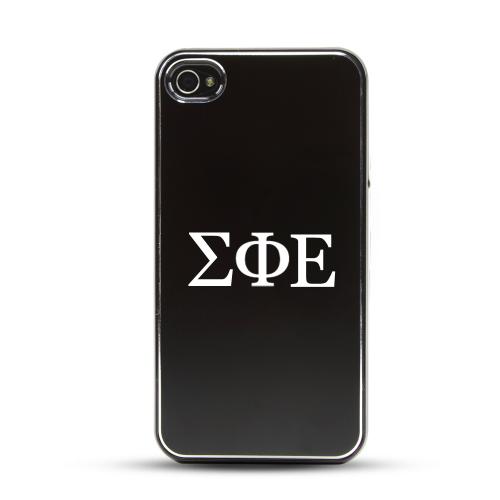 Sigma Phi Epsilon AT&T/ Verizon Apple iPhone 4, iPhone 4S Rubberized Hard Case w/ Black Aluminum Back & 3 Pack Universal Screen Protectors