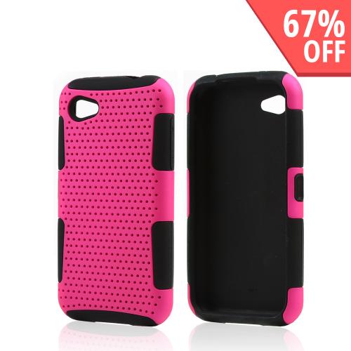 Hot Pink Rubberized Mesh on Black Silicone for HTC First