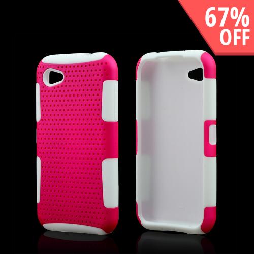 Hot Pink Rubberized Mesh on White Silicone for HTC First