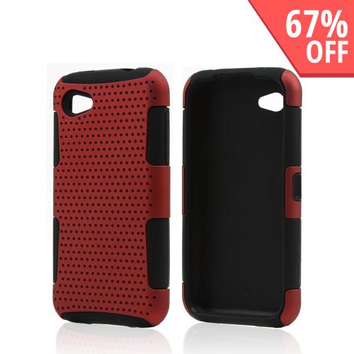 Red Rubberized Mesh on Black Silicone for HTC First