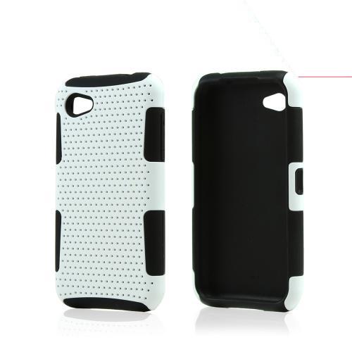 White Rubberized Mesh on Black Silicone for HTC First