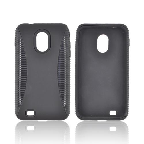 Samsung Epic 4G Touch Rubberized Hard Back Over Crystal Silicone - Black