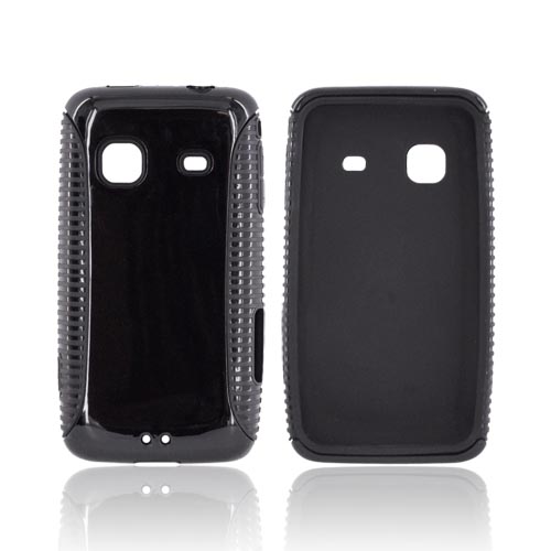 Samsung Galaxy Prevail M820 Hard Back Over Crystal Silicone Case - Black