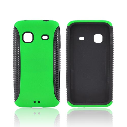 Samsung Galaxy Prevail M820 Hard Back Over Crystal Silicone Case - Green/ Black