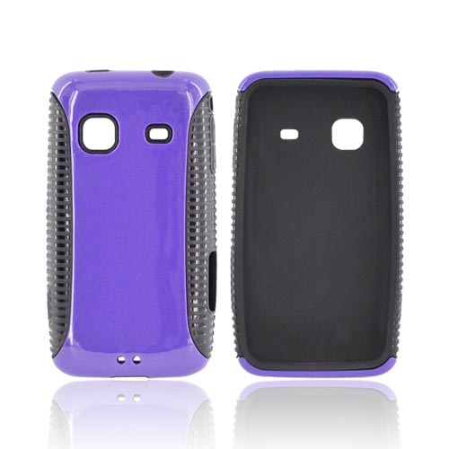 Samsung Galaxy Prevail M820 Hard Back Over Crystal Silicone Case - Purple/ Black
