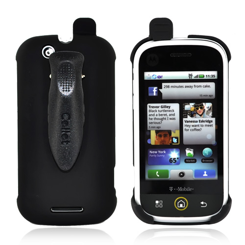 Premium Motorola CLIQ Rubberized Holster w/ Swivel Clip - Black