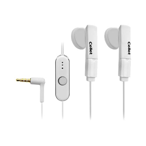 Cellet Universal Light Weight Stereo Headset w/ Push-to-Talk (3.5mm) - White