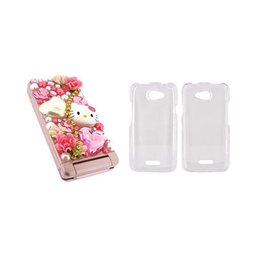 HTC One X Hello Kitty DIY Bundle w/ Officially Licensed Hello Kitty Decoration Art Kit & Clear Hard Case