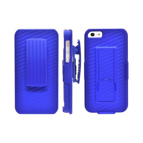 Apple iPhone 5/5S Rubberized Hard Case and Holster Combo w/ Stand & Clip - Blue