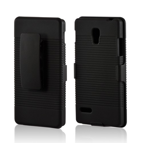 Black Rubberized Hard Case Holster Combo w/ Kickstand & Swivel Belt Clip for LG Optimus L9 Black Rubberized Hard Case Holster Combo w/ Kickstand & Swivel Belt Clip for LG Optimus L9