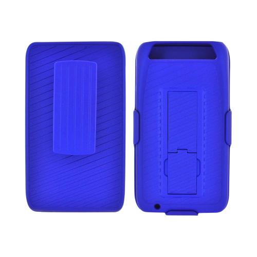 Motorola Atrix HD Rubberized Hard Case Stand w/ Holster & Belt Clip - Blue