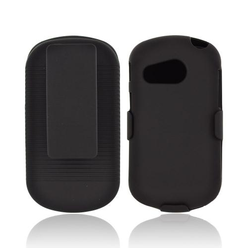 Pantech Swift Rubberized Hard Case & Holster w/ Kickstand & Swivel Belt Clip - Black