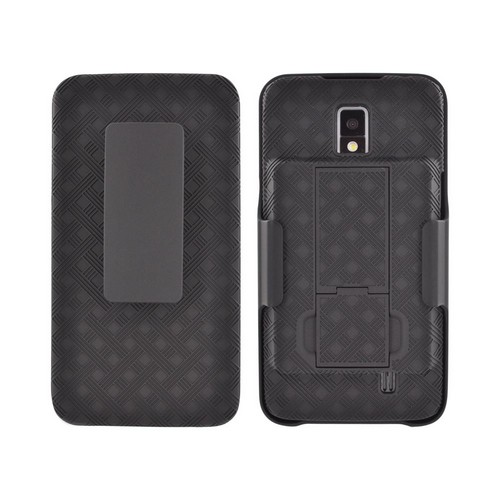 Pantech Breakout Rubberized Hard Case Stand w/ Holster & Swivel Belt Clip - Black