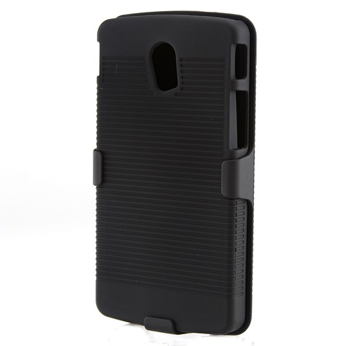Black Hard Case & Holster Combo w/ Kickstand & Swivel Belt Clip for Pantech Discover