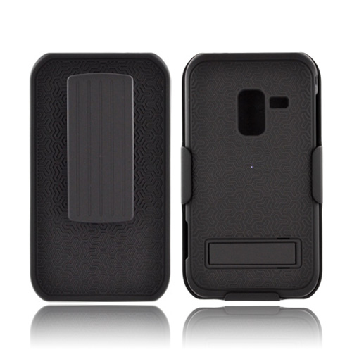 Samsung Conquer 4G Rubberized Hard Case w/ Holster & Kickstand - Black