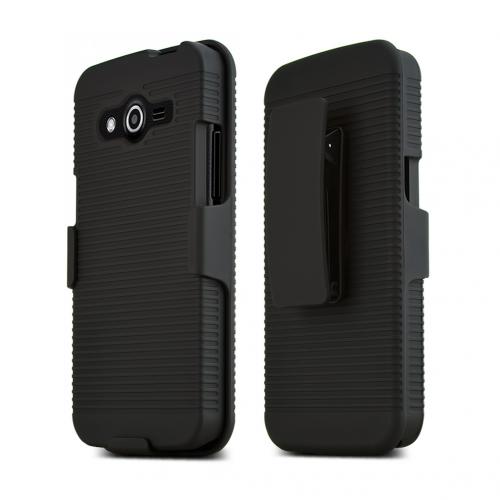 Manufacturers Black Samsung Galaxy Avant Hard Case & Holster Combo w/ Kickstand & Swivel Belt Clip Hard Cases