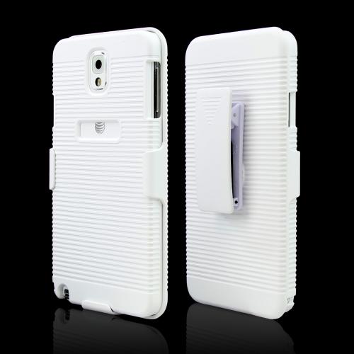 White Rubberized Hard Case Holster Combo w/ Kickstand & Belt Clip for Samsung Galaxy Note 3 White Rubberized Hard Case Holster Combo w/ Kickstand & Belt Clip for Samsung Galaxy Note 3