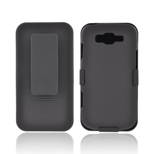 Samsung Focus 2 Rubberized Hard Case & Holster Stand w/ Swivel Belt Clip - Black