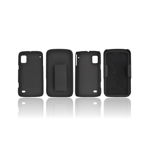 ZTE Warp Rubberized Holster and Case Combo w/ Stand - Black
