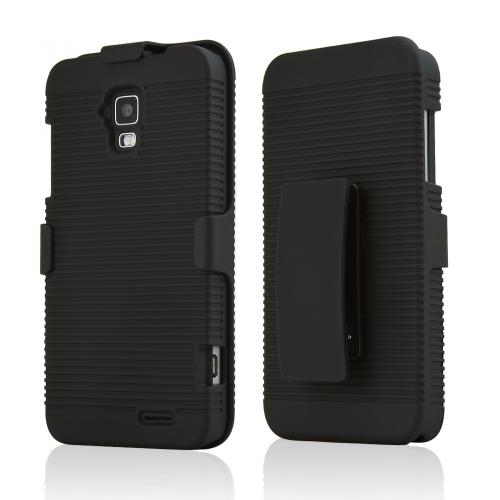 AT&T Z998 Case, Black Rubberized Hard Case & Holster Combo w/ Kickstand & Swivel Belt Clip