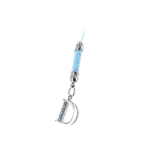 Initial 'D' Cell Phone Charm - blue