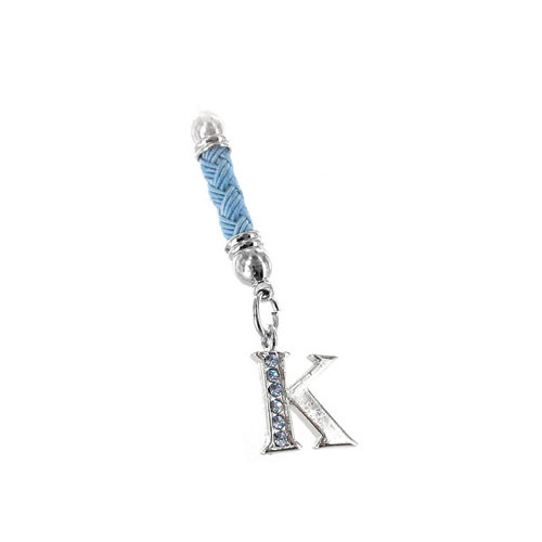Initial 'K' Cell Phone Charm - blue