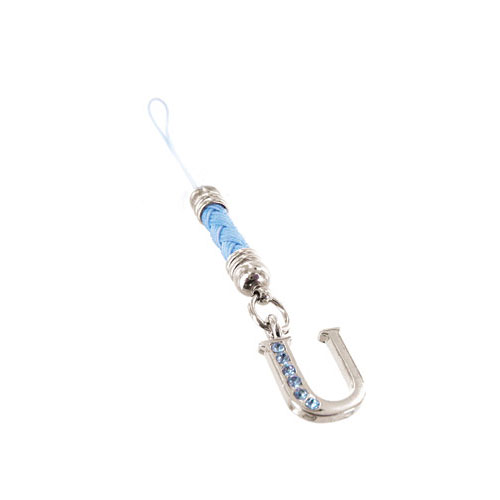 Initial 'U' Cell Phone Charm - blue