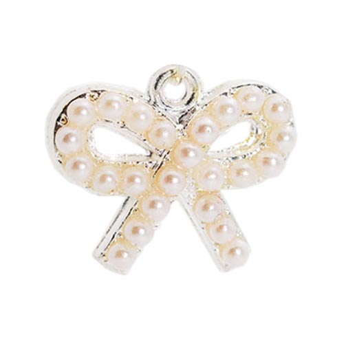 Universal 3.5mm Headphone Jack Stopple Charm - Light Pink Pearl Bow Tie