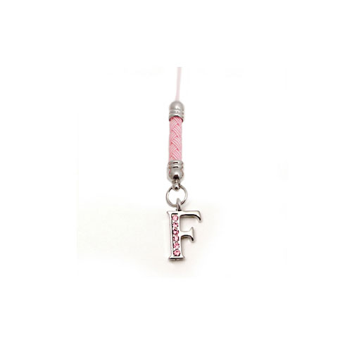 Initial 'F' Cell Phone Charm - pink