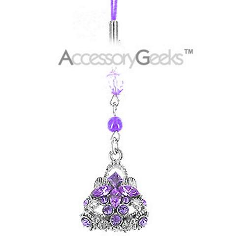 Purse with Cubic Stones Charm - purple