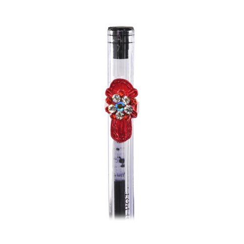 Shoe Slipper with Jewelry Cell Phone Antenna / Pen / Pencil Ring Charm - hot red