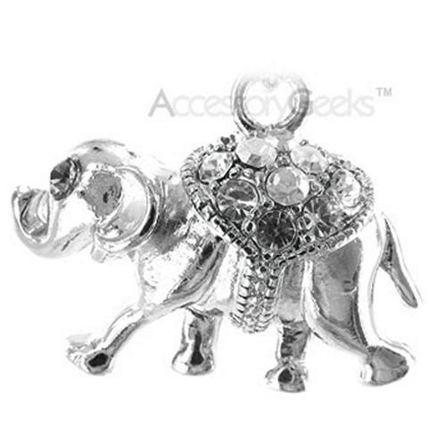 Sparkling Cubic Stone Elephant Cell Phone Charm - clear