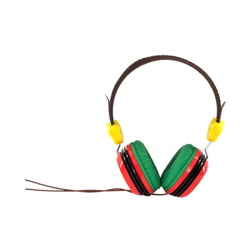 Original HYPE Universal Funky Headphones w/ Ear Cushions (3.5mm), HY-930-RED - Red/ Green/ Yellow/ Brown