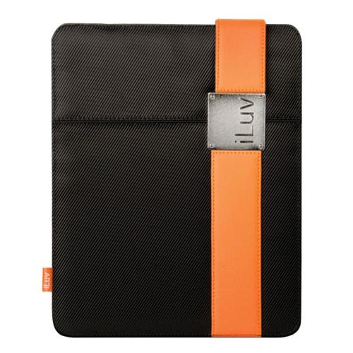 Original iLuv Apple iPad (All Gen.) Textile Case w/ Leather Band Clip, ICC805BLK - Black/Orange