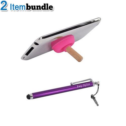 AT&T/ Verizon Apple iPhone 4, iPhone 4S Bundle Package - Purple Stylus Pen & Pink Suction Plunger Stand - (Geeky in pink Combo)