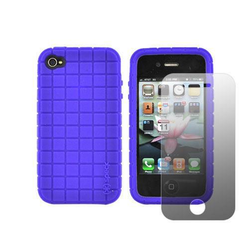 Apple iPhone 4 Combo w/ Speck Pixelskin Silicone Case & Premium Screen Protector - Pixel Square Texture Purple