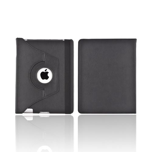 Premium New Apple iPad Leather Case Stand w/ Rotatable Shield - Black