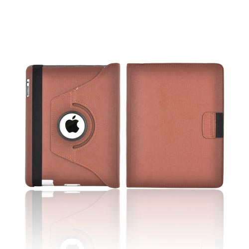 Premium New Apple iPad Leather Case Stand w/ Rotatable Shield - Brown