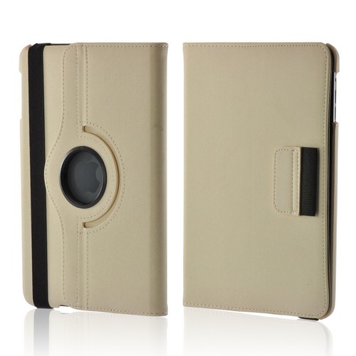 White/ Gray Hard Case w/ Flip Cover, Rotatable Shield Stand, & Card Slots for Apple iPad Mini
