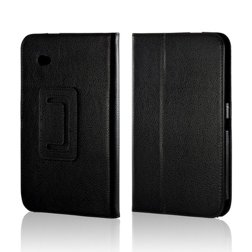 Black Faux Leather Case Stand w/ Magnetic Closure for Samsung Galaxy Tab 2 7.0