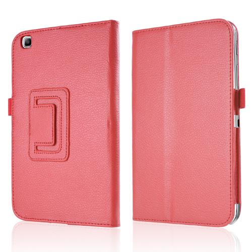 Red Faux Leather Stand Case w/ Magnetic Closure for Samsung Galaxy Tab 3 8.0