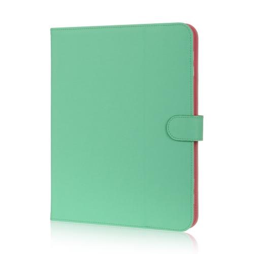 Mint/ Pink Faux Leather Case Stand for Universal Tablets 9"-10" (Like iPad Air, Nexus 10, & Samsung Galaxy Tab 3 8.0)