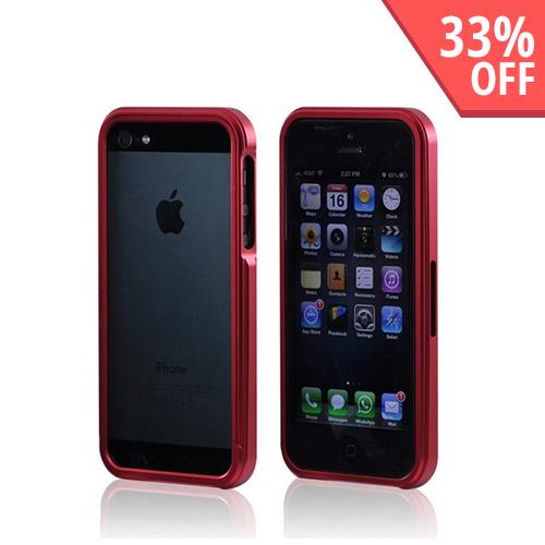 Premium Red Aluminum Bumper Case w/ Slide-On Front for Apple iPhone 5/5S