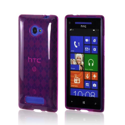 Purple Argyle Crystal Silicone Case for HTC 8X