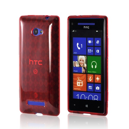 Red Argyle Crystal Silicone Case for HTC 8X
