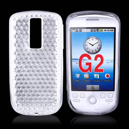 T-Mobile MyTouch 3G Crystal Silicone Case, Rubber Skin - Diamond Pattern Transparent Clear