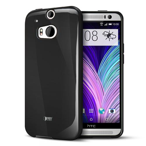 Black Crystal Silicone TPU Flexible Skin Case w/ Free Screen Protector for HTC One (M8)